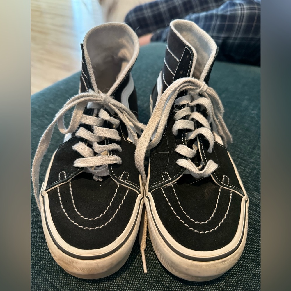 Vans Black Canvas Hightops with platform sole